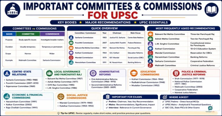 Important Committees & Commissions for UPSC